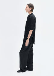 Button Down Shirt in Silk  - Black - CO Collections